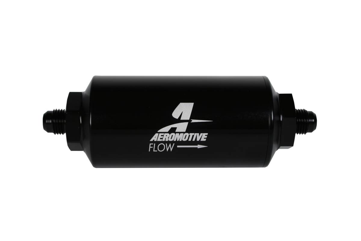 Aeromotive - Aeromotive Filter In-Line 10-Micron Fabric Element AN-06 Male Bright-Dip Black 2" OD - Image 1