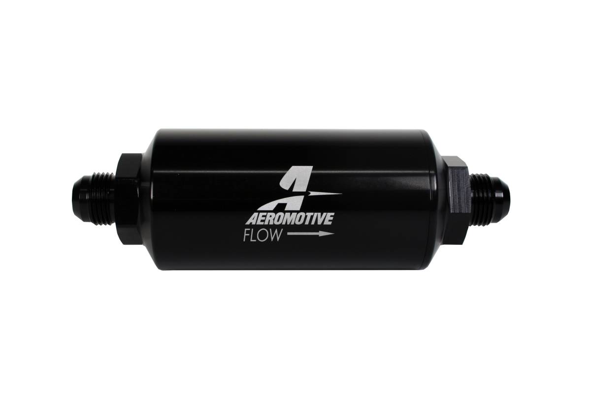 Aeromotive - Aeromotive Filter In-Line 10-m Microglass Element AN-08 Male Bright-Dip Black 2" OD - Image 1