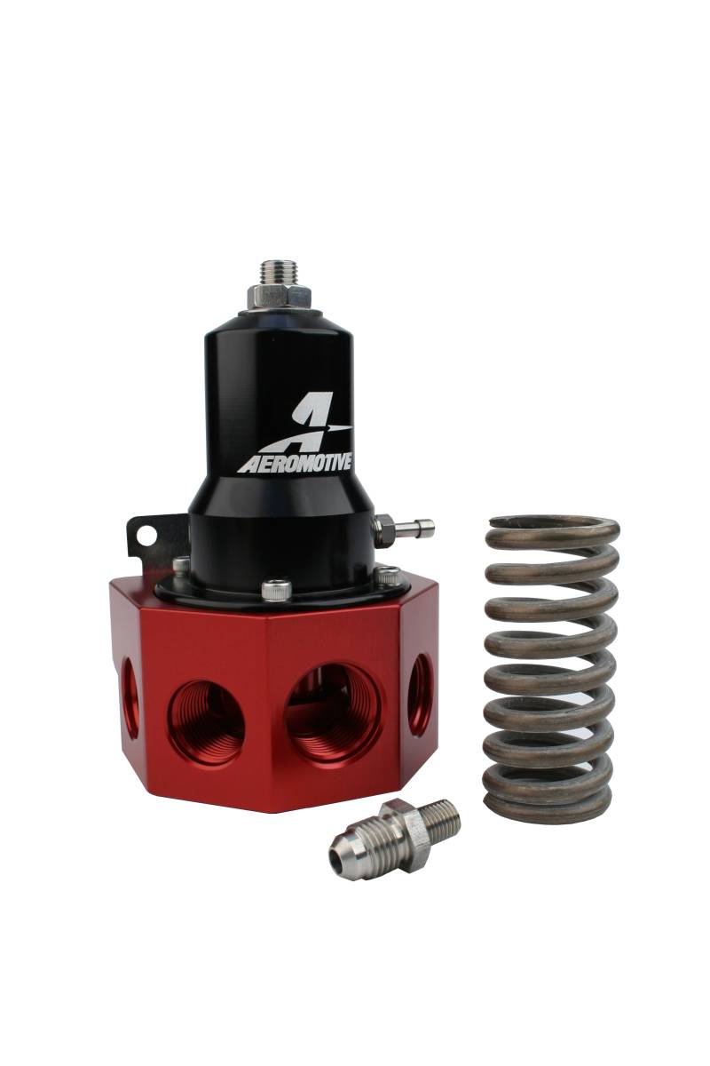 Aeromotive - Aeromotive Extreme Flow EFI Regulator For Belt/Hex Driven Fuel Pumps - Black Anodized W/ Red Base - Image 1