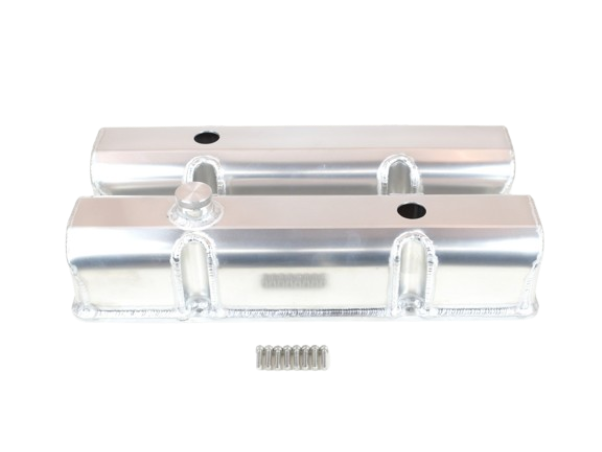 Canton Racing Products - Canton Chevy SBC Laser Cut Rail Aluminum Valve Covers with Fill/PCV Ports - Image 1