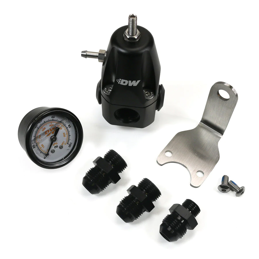 DeatschWerks - DWR1000 Adjustable Fuel Pressure Regulator W/ Pressure Gauge, Mounting Bracket & -8 AN Feed, -8 AN Return Fittings - Image 1