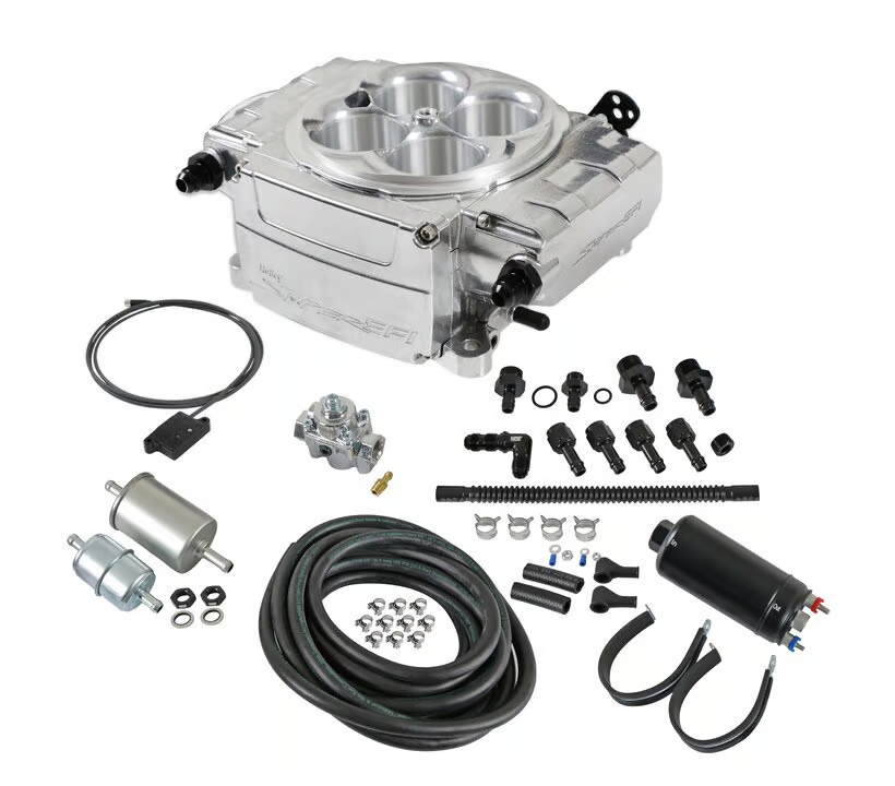 Holley - Holley Sniper 2 EFI 4BBL Throttle Body Fuel Injection Kit W/ Bluetooth Module & Master Fuel System - Polished - Image 1