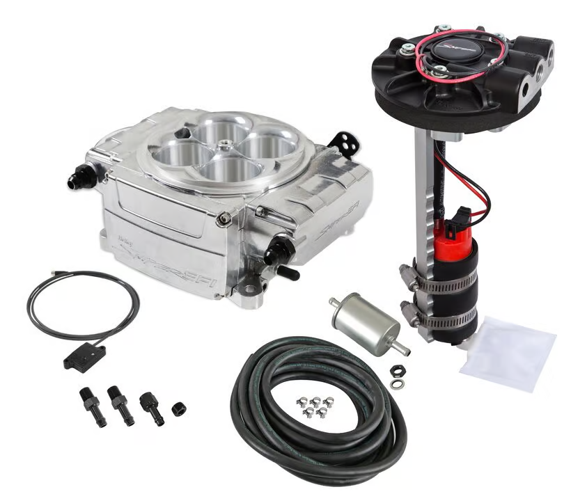 Holley - Holley Sniper 2 EFI 4BBL Throttle Body Fuel Injection Kit W/ Bluetooth Module & Universal Returnless Drop-In Module - Polished - Image 1