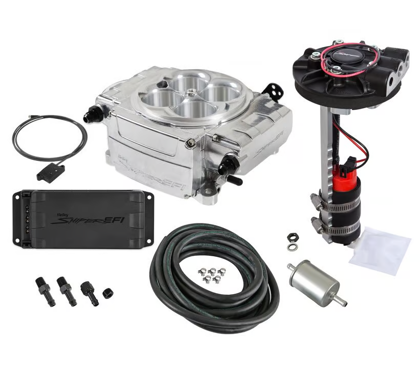 Holley - Holley Sniper 2 EFI 4BBL Throttle Body Fuel Injection Kit W/ Bluetooth Module, PDM & Universal Returnless Drop-In Module - Polished - Image 1