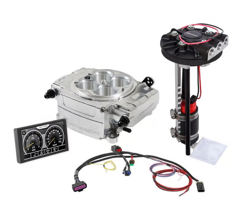 Holley - Holley Sniper 2 EFI 4BBL Throttle Body Fuel Injection Kit W/ 5" Handheld & Universal Returnless Drop-In Module - Polished - Image 1