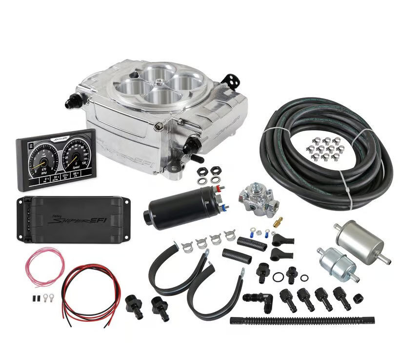 Holley - Holley Sniper 2 EFI 4BBL Throttle Body Fuel Injection Kit W/ 5" Handheld, PDM & Master Fuel System - Polished - Image 1