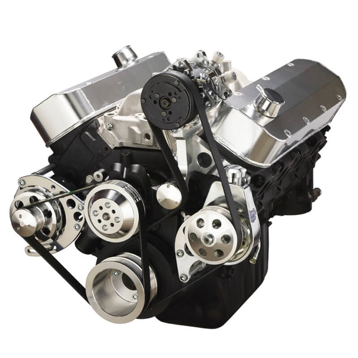 CVF Racing - CVF Chevy Big Block Gen IV Serpentine Conversion Kit with AC, Alternator, Power Steering Brackets For Long Water Pump - Polished - Image 1