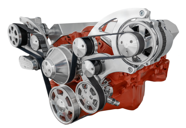 CVF Racing - CVF Chevy Small Block Wide Mount Serpentine System with Power Steering & Alternator (All Inclusive) - Polished - Image 1