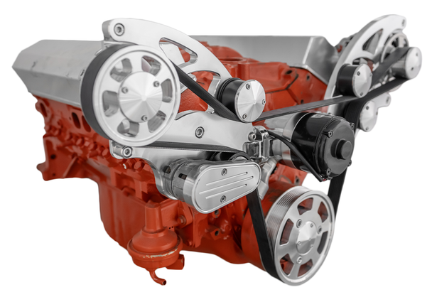 CVF Racing - CVF Chevy Small Block Wide Mount Serpentine System with AC, Power Steering, Alternator & Electric Water Pump (All Inclusive) - Polished - Image 1