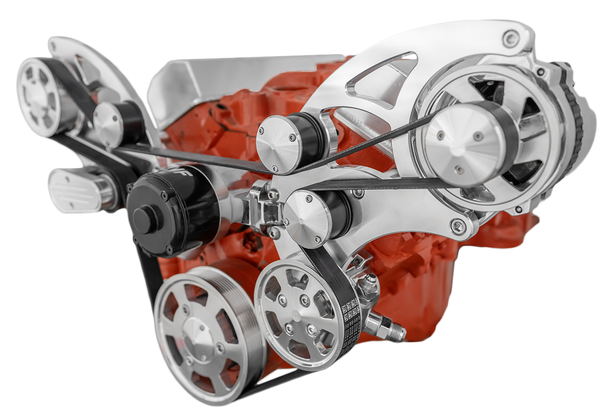 CVF Racing - CVF Chevy Small Block Wide Mount Serpentine System with Power Steering, Alternator & Electric Water Pump (All Inclusive) - Polished - Image 1