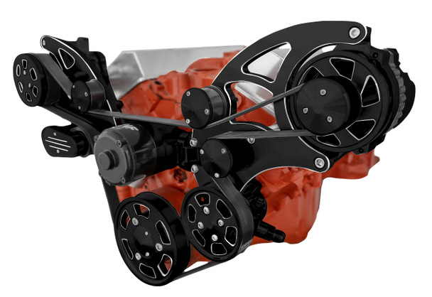 CVF Racing - CVF Chevy Small Block Wide Mount Serpentine System with AC, Power Steering, Alternator & Electric Water Pump (All Inclusive) - Black Diamond - Image 1