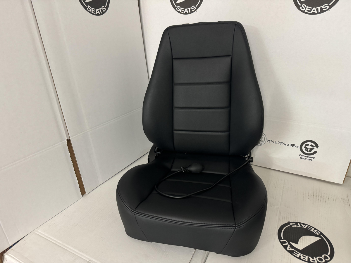 Corbeau-Blem - Blemished Corbeau Sport Black Vinyl Reclining Passenger Side Racing Seat W/ Lumbar Support Inflator - Single - Image 1