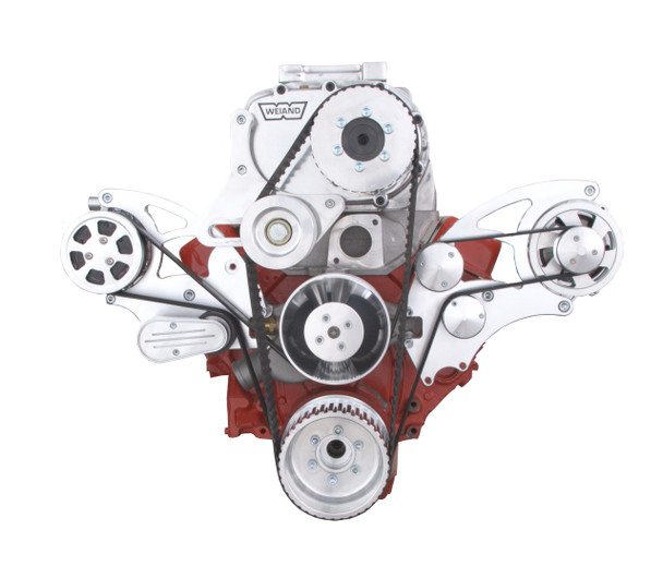 CVF Racing - CVF Wraptor SBC FEAD System For Weiand Roots Blower with Power Steering and Alternator - Polished - Image 1