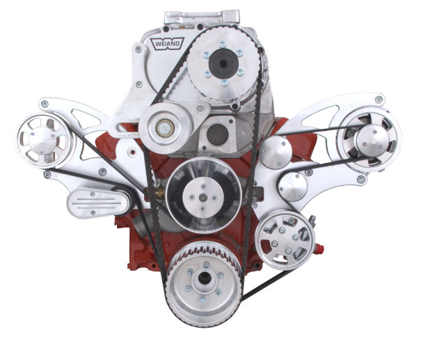 CVF Racing - CVF Wraptor SBC FEAD System For Weiand Roots Blowers With AC and Alternator - Polished - Image 1