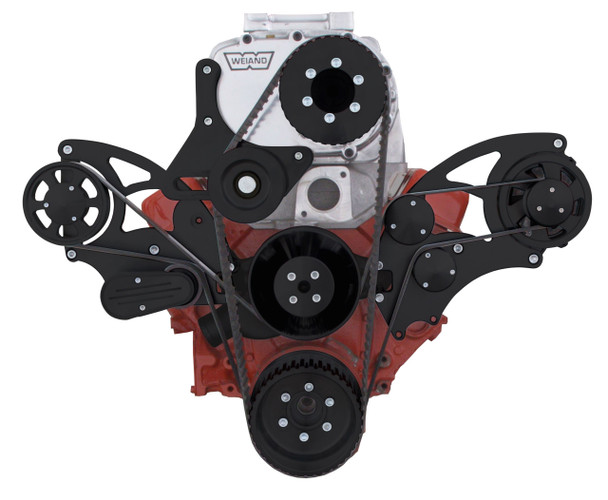 CVF Racing - CVF Wraptor SBC FEAD System For Weiand Roots Blowers With Alternator - Black - Image 1