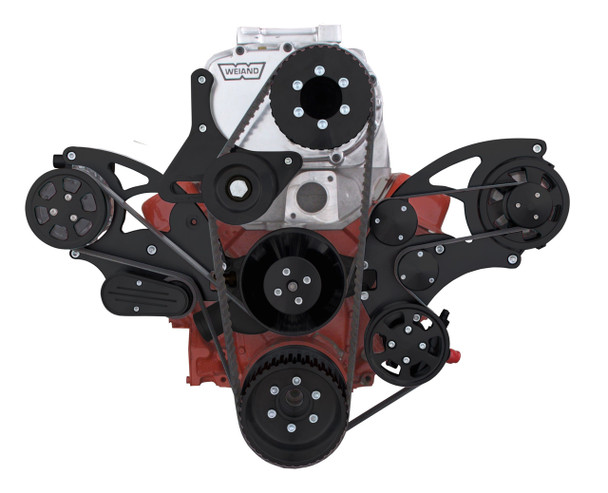 CVF Racing - CVF Wraptor SBC FEAD System For Weiand Roots Blowers With AC, Power Steering & Alternator - Black - Image 1