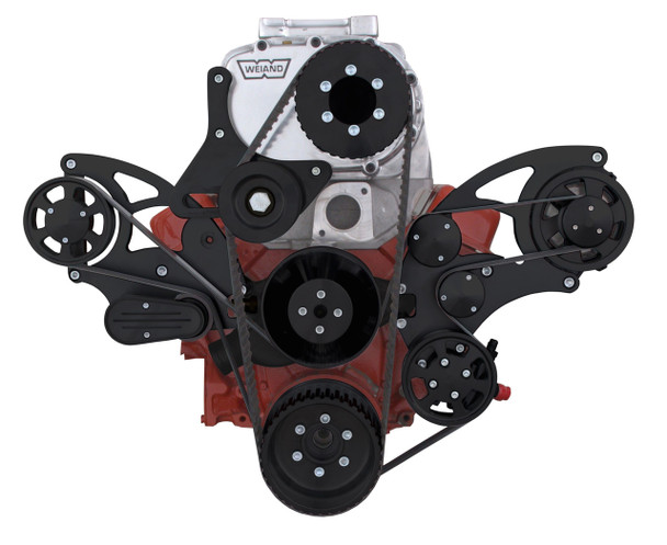 CVF Racing - CVF Wraptor SBC FEAD System For Weiand Roots Blower with Power Steering and Alternator - Black - Image 1