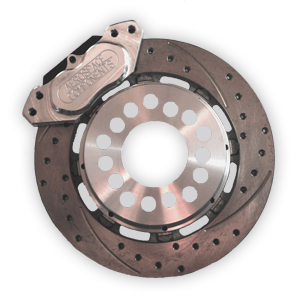 Aerospace Components - Aerospace 4 Piston Pro-Street Dimpled & Slotted Rear Disc Brakes For Small GM 10/12 Bolt Housing Ends - Low Profile 5/8" Studs - Image 1