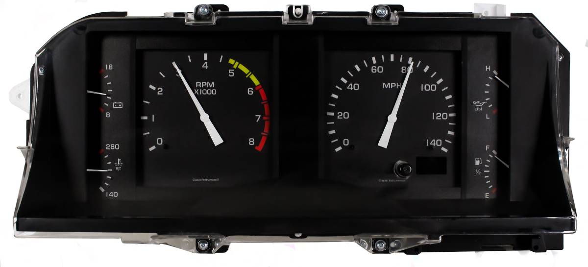 Holley - Classic Instruments 1987-1993 Ford Mustang Direct-Fit All-Electric Gauge Cluster - Black - Image 1