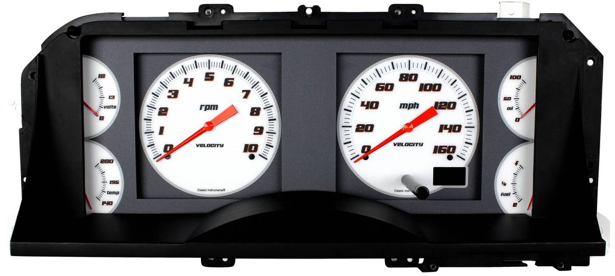 Holley - Classic Instruments 1987-1993 Ford Mustang Direct-Fit All-Electric Gauge Cluster - White - Image 1