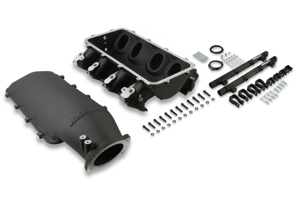 Holley - Holley Lo-Ram LS3 Intake Manifold w/ High Flow Fuel Rails - Black - Image 1