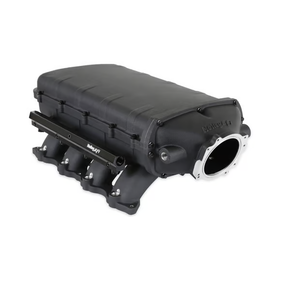 Holley - Holley Ultra Lo-Ram Coyote/Voodoo/Predator Intake Manifold w/ High Flow Fuel Rails - Black (Round Inlet) - Image 1