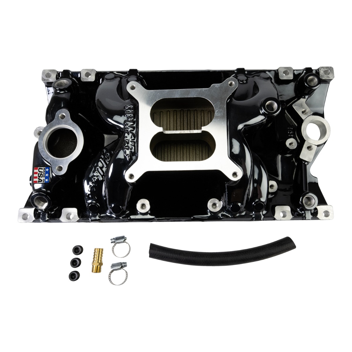 Edelbrock - Edelbrock Performer RPM Air-Gap SBC Dual Plane Black Intake Manifold - For Vortec Style Heads - Image 1