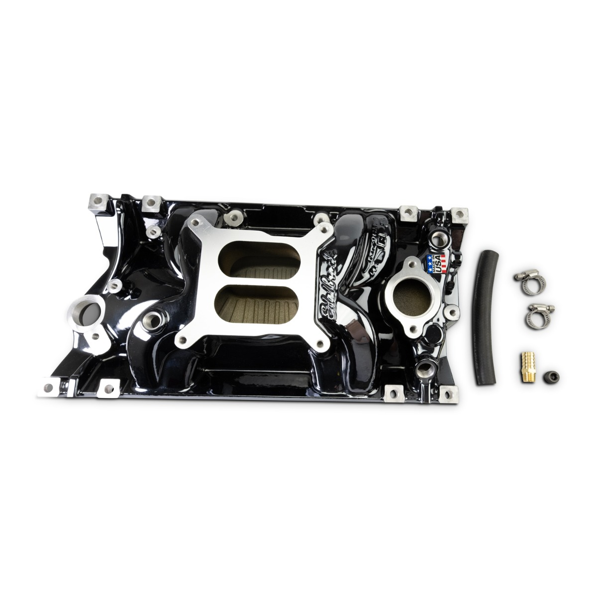 Edelbrock - Edelbrock Performer EPS SBC Black Dual Plane Intake Manifold - For Vortec-Style Heads - Image 1