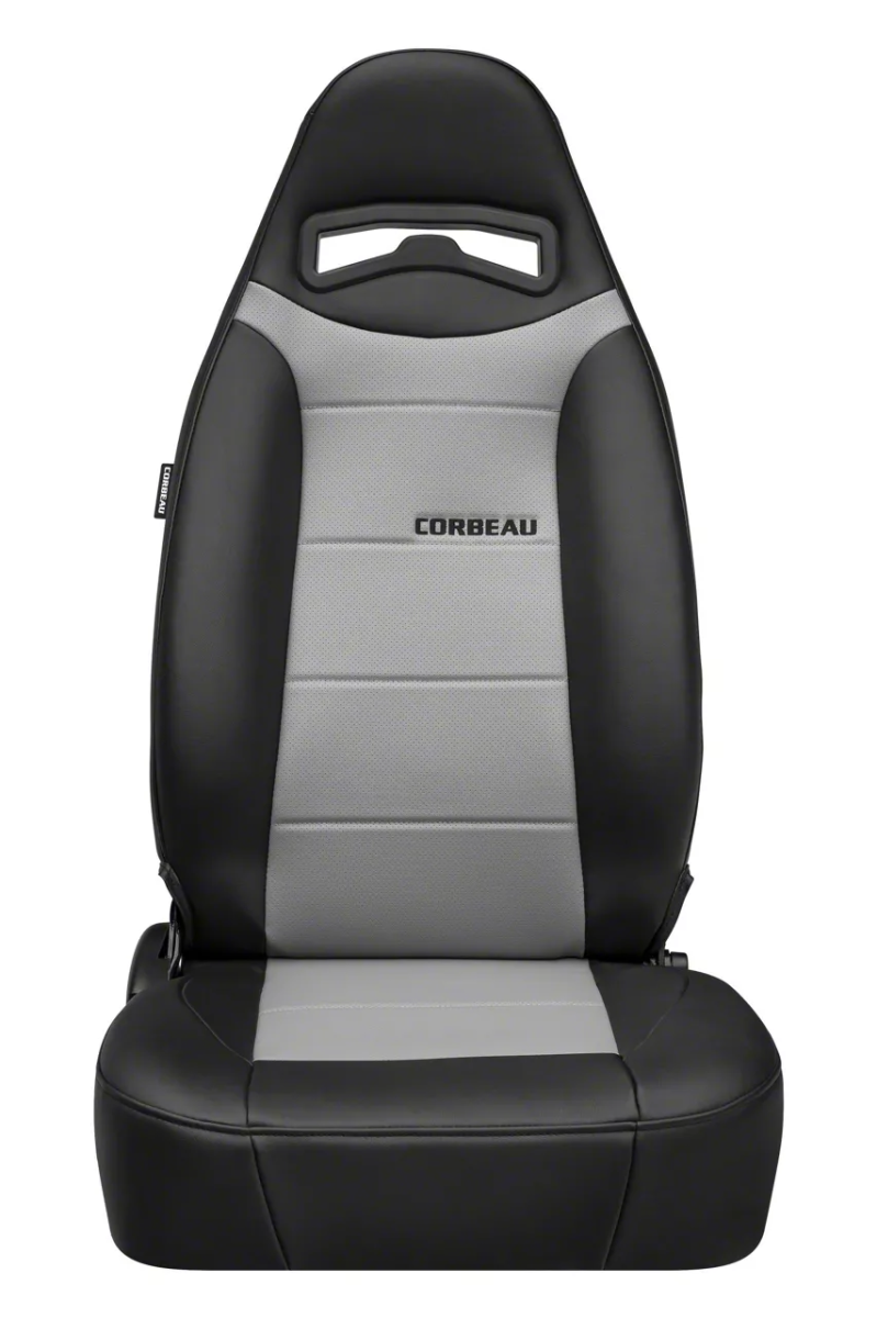 Corbeau-Blem - Blemished Corbeau Moab Grey Vinyl Reclining Back Racing Seats w/ Seat Heaters & Lumbar Support - Pair - Image 1