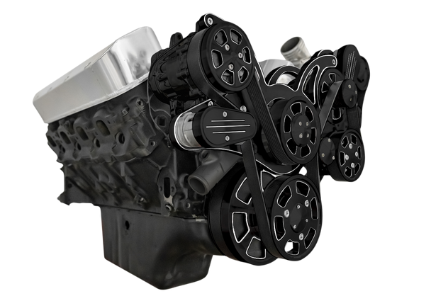 CVF Racing - CVF Wraptor 10-Rib FEAD System For ProCharged BBC With AC, Power Steering & Alternator - Black Diamond Finish - Image 1