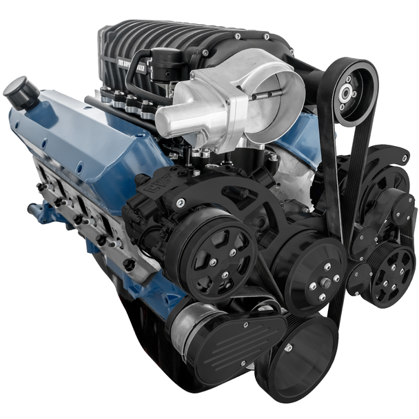 CVF Racing - CVF Wraptor SBF 8-Rib FEAD System For Harrop TVS2650 Superchargers with AC, Power Steering and Alternator - Black - Image 1