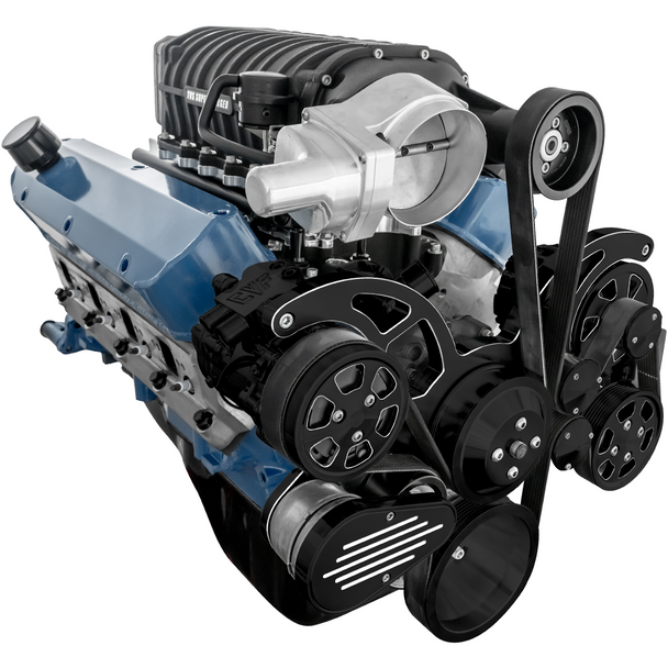 CVF Racing - CVF Wraptor SBF 8-Rib FEAD System For Harrop TVS2650 Superchargers with AC, Power Steering and Alternator - Black Diamond - Image 1