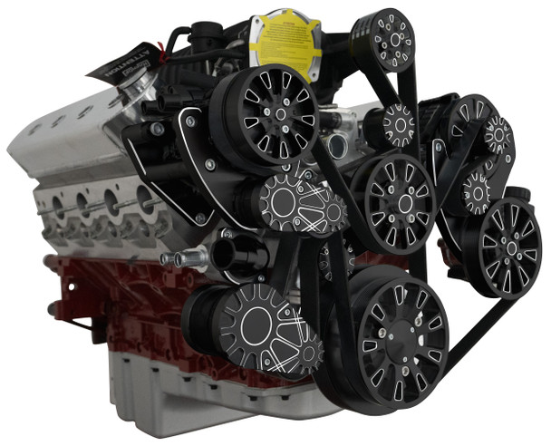 CVF Racing - CVF Reaper LS 10-Rib FEAD System For Harrop TVS2300/TVS2650 Superchargers with AC, Power Steering and Alternator - Black Diamond - Image 1