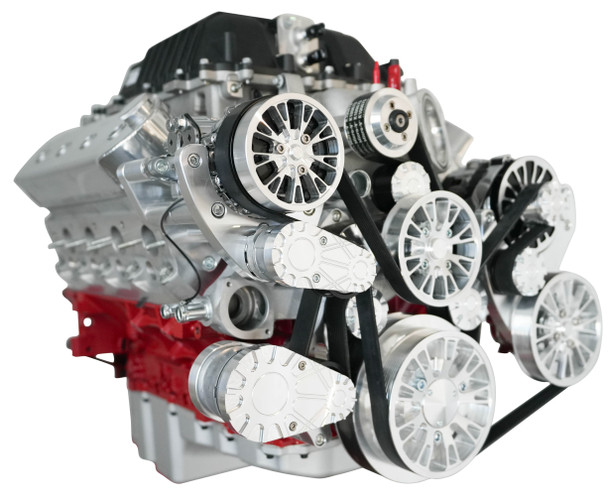 CVF Racing - CVF Reaper 10 Rib Polished Serpentine Drive System For LS Engines Using OE 1.9L Eaton Supercharger - Alternator, AC & PS (LSA Beltline) - Image 1