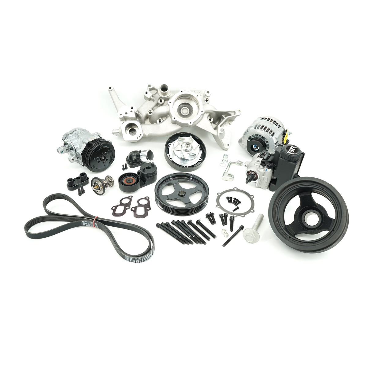 Brian Tooley Racing - BTR LT 6-Rib Front Accessory Drive Bracketless System w/ PS, AC & Alternator - Satin - Image 1