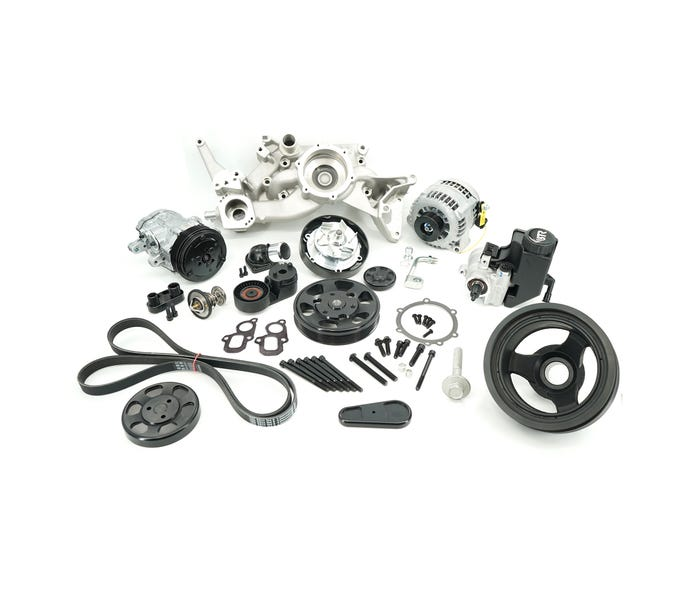 Brian Tooley Racing - BTR LT 6-Rib Front Accessory Drive Bracketless System w/ PS, AC & Alternator and Dress-Up Kit - Satin - Image 1