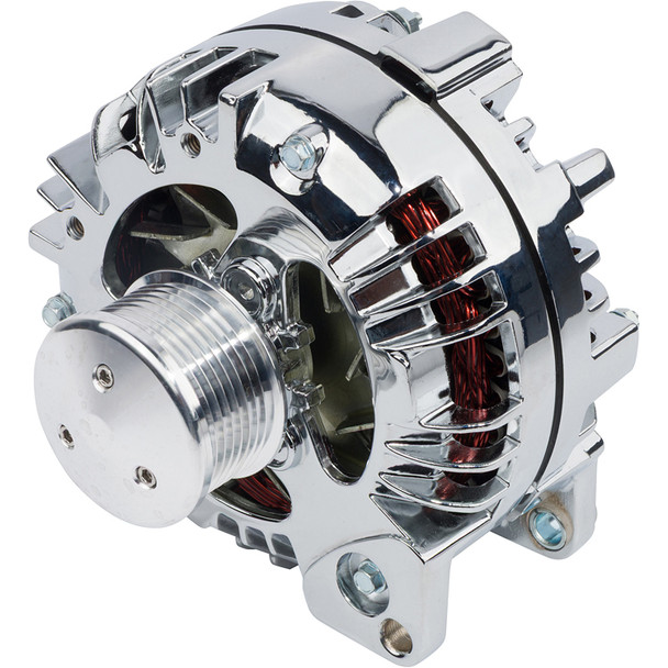 CVF Racing - CVF Chrysler 1-Wire 100 AMP Alternator w/ 8-Rib Pulley - Chrome Plated - Image 1