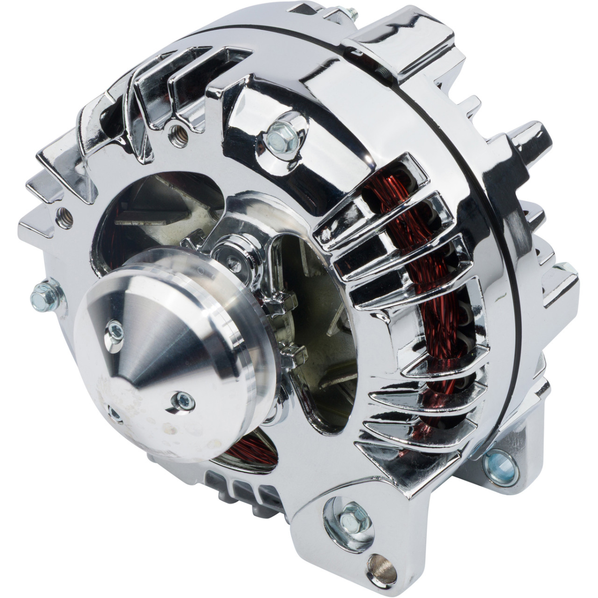 CVF Racing - CVF Chrysler 1-Wire 100 AMP Alternator w/ V-Belt Pulley - Chrome Plated - Image 1