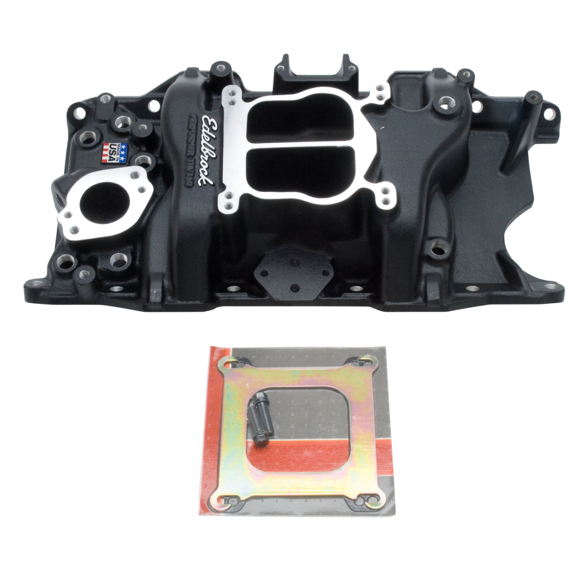 Edelbrock - Edelbrock Performer Dual Plane Non-EGR Black Intake Manifold for SBM 318/340/360 - Square/Spread Bore - Image 1