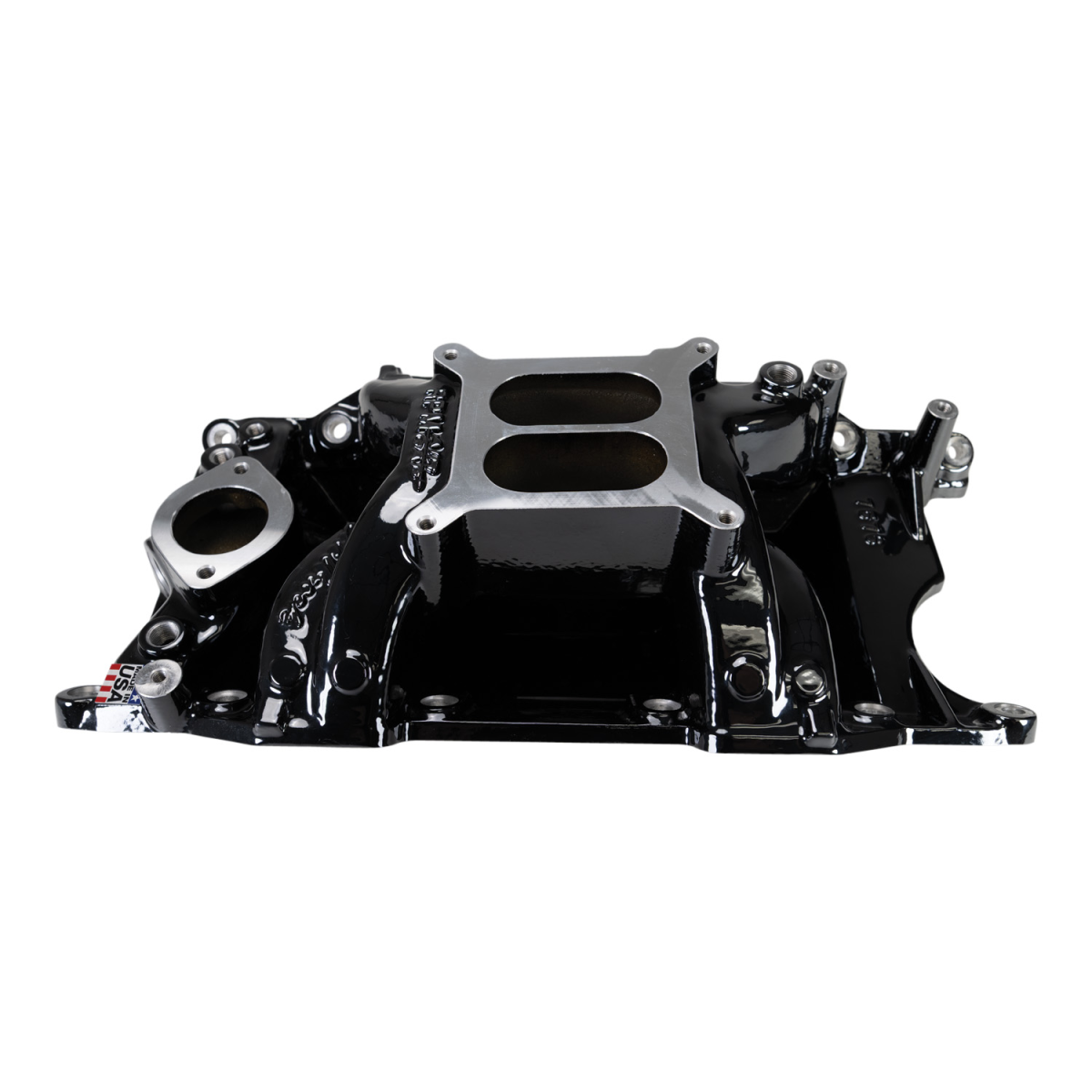 Edelbrock - Edelbrock Performer RPM Air-Gap Dual Plane Non-EGR Black Plasma Intake Manifold for SBM LA Block 318/340/360 - Square Bore - Image 1