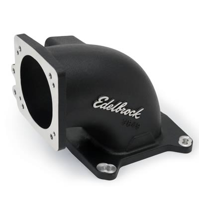 Edelbrock - Edelbrock 4150/Square Bore Intake Manifold to GM/Ford Up To 95mm Throttle Body Intake Elbow - Black - Image 1