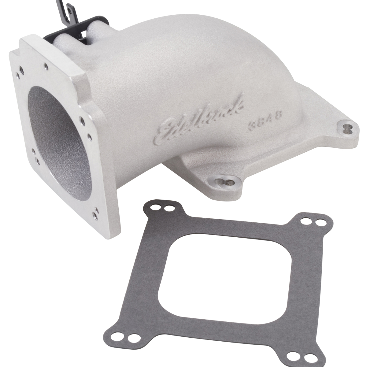 Edelbrock - Edelbrock 4150/Square Bore Intake Manifold to GM/Ford Up To 95mm Throttle Body Low Profile Intake Elbow - Satin - Image 1