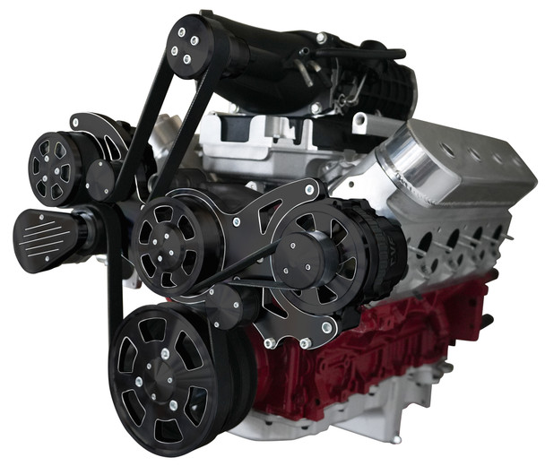 CVF Racing - CVF Wraptor LS 8-Rib FEAD System For Magnuson TVS2300 with Alternator AC and Power Steering - Black Diamond Finish - Image 1