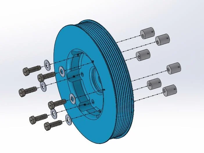 ATI/ProCharger Parts - ProCharger 2014-2015 C7 Corvette Dedicated 8.125" 8-Rib Crank Pulley Assembly - Reuses OEM Balancer (Drysump) - Image 1