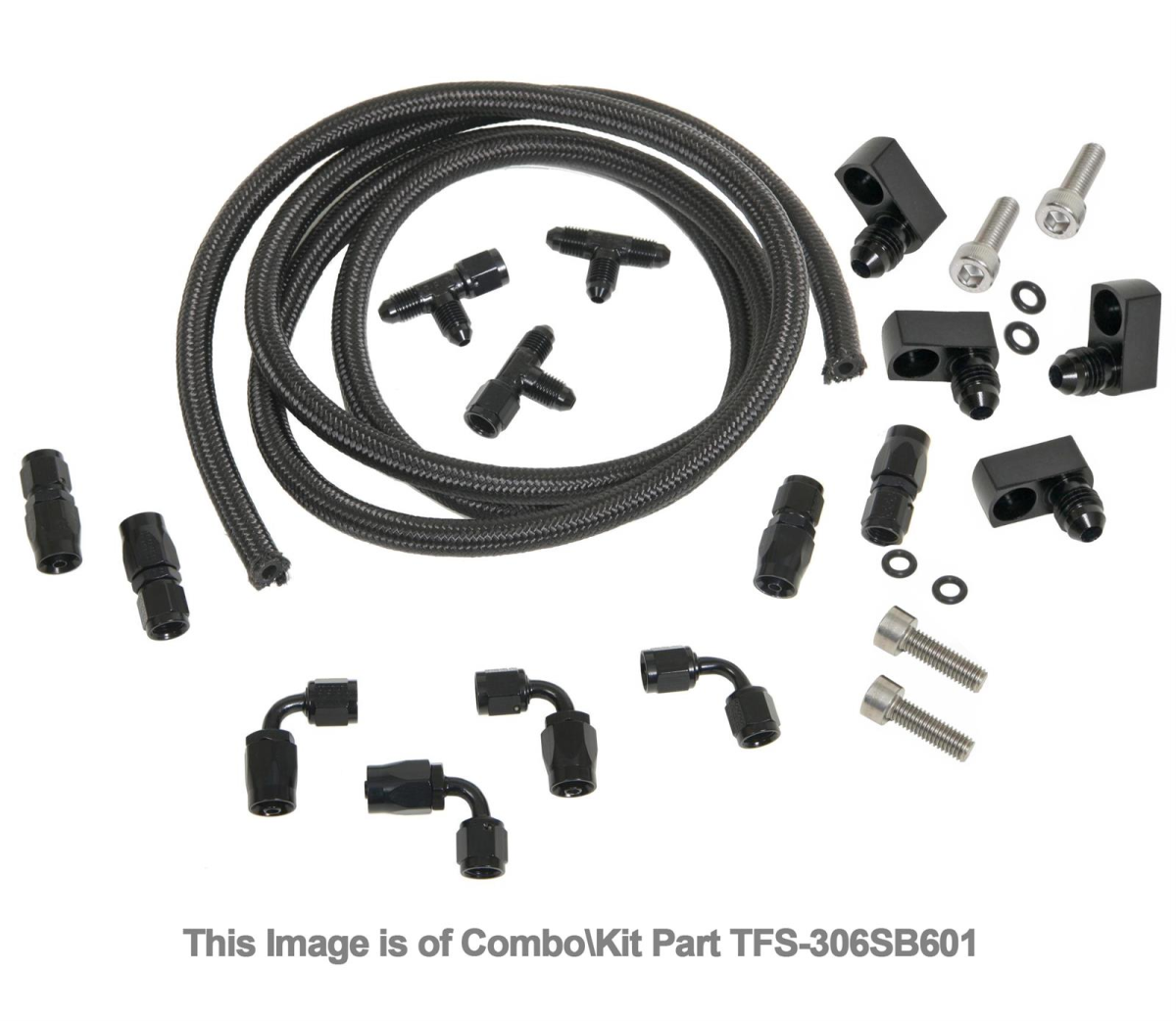 Trickflow - Trick Flow 4-Corner LS Steamline Plumbing Kit with Black Stainless Steel Lines - AN Fittings - Image 1