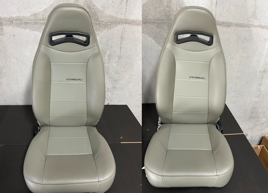 Corbeau-Blem - Blemished Corbeau Moab Grey Vinyl Reclining Back Racing Seats - Pair - Image 1