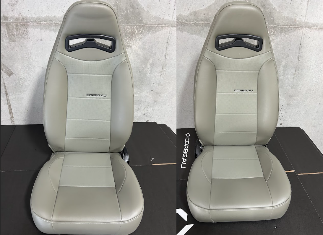 Corbeau-Blem - Blemished Corbeau Moab Grey Vinyl Reclining Back Racing Seats - Pair - Image 1