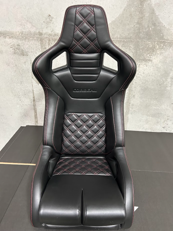 Corbeau-Blem - Blemished Corbeau RRB Black Vinyl / Red Diamond Stitching Fixed Back Racing Seat - Single - Image 1