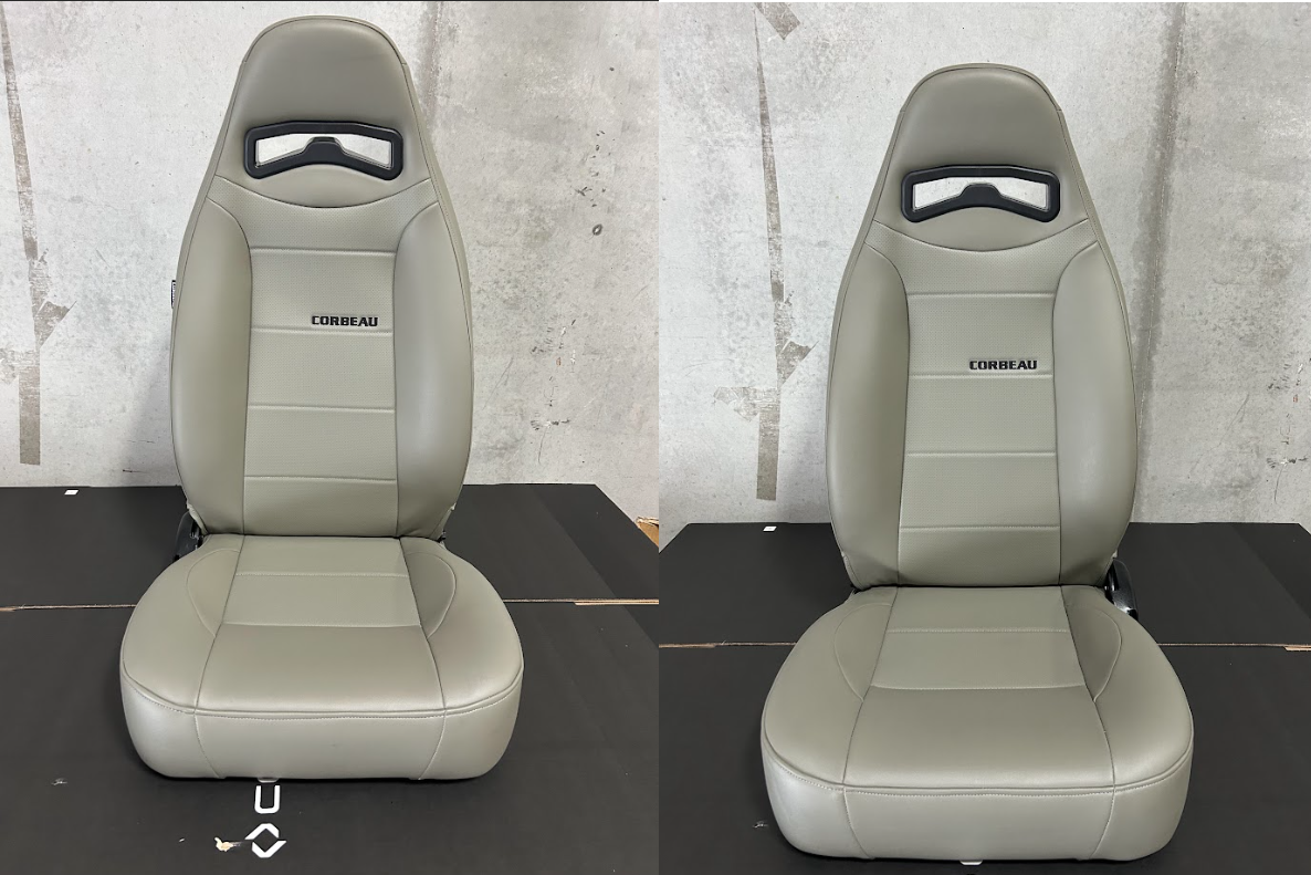 Corbeau-Blem - Blemished Corbeau Moab Grey Vinyl Reclining Back Racing Seats - Pair - Image 1