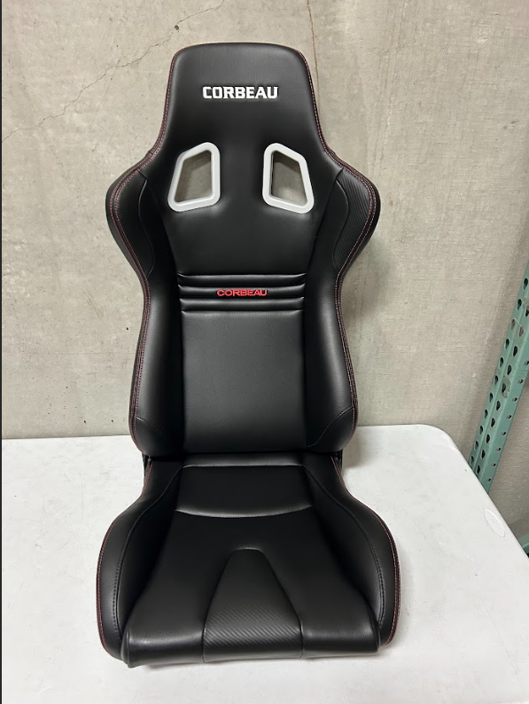 Corbeau-Blem - Blemished Corbeau Evolution X Black Vinyl / Red Stitching Fixed Back Racing Seat - Single - Image 1